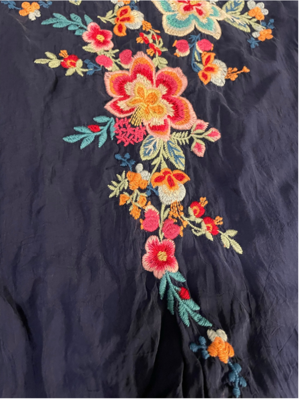 Johnny Was Embroidered floral boho Size L Navy - Picture 2 of 9